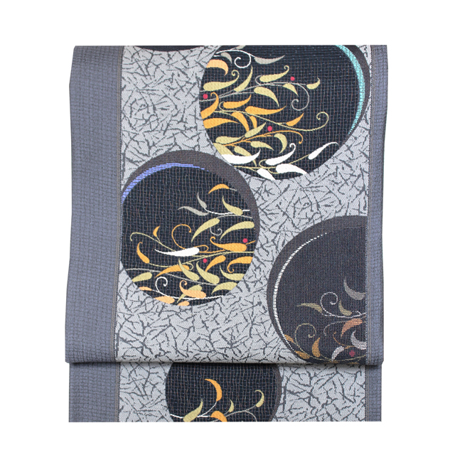 西陣織 西哲機業 袋帯|氷割れ紋に吉祥の葉文様を配した、茶席に映えるしゃれ袋帯 西陣織 西哲機業 袋帯|氷割れ紋に吉祥の葉文様を配した、茶席に映えるしゃれ袋帯