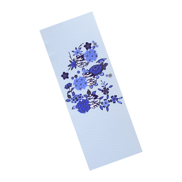 琉球紅型 九寸名古屋帯(お太鼓柄)|空色地 市松文に雪輪・牡丹・紅葉|経済産業大臣指定伝統的工芸品 琉球紅型 九寸名古屋帯(お太鼓柄)|空色地 市松文に雪輪・牡丹・紅葉|経済産業大臣指定伝統的工芸品