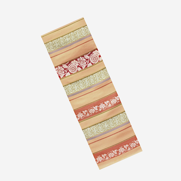 西陣織 九寸名古屋帯 六通柄|ふくい謹製|唐華・牡丹唐草文様|お茶席にふさわしい上品な名古屋帯 西陣織 九寸名古屋帯 六通柄|ふくい謹製|唐華・牡丹唐草文様|お茶席にふさわしい上品な名古屋帯