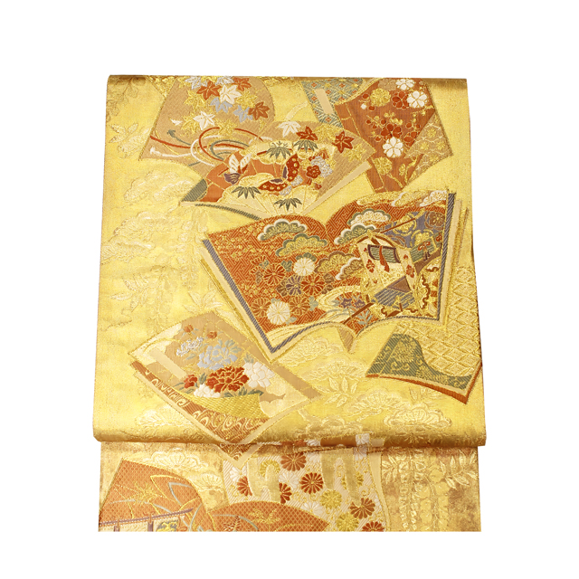小森織物謹製「佐賀箔百華」~金箔織りの高級袋帯。御所車・松竹梅・菊・牡丹・紅葉を描く四季の美~ 小森織物謹製「佐賀箔百華」~金箔織りの高級袋帯。御所車・松竹梅・菊・牡丹・紅葉を描く四季の美~